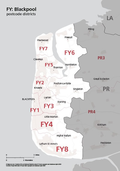 blackpool roofer postcode areas covered