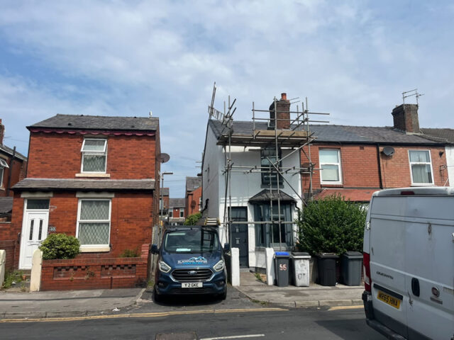 Existing slate roof before re roofing work in Blackpool