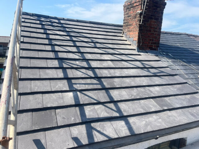 Old slate roof removed during Blackpool re roofing project